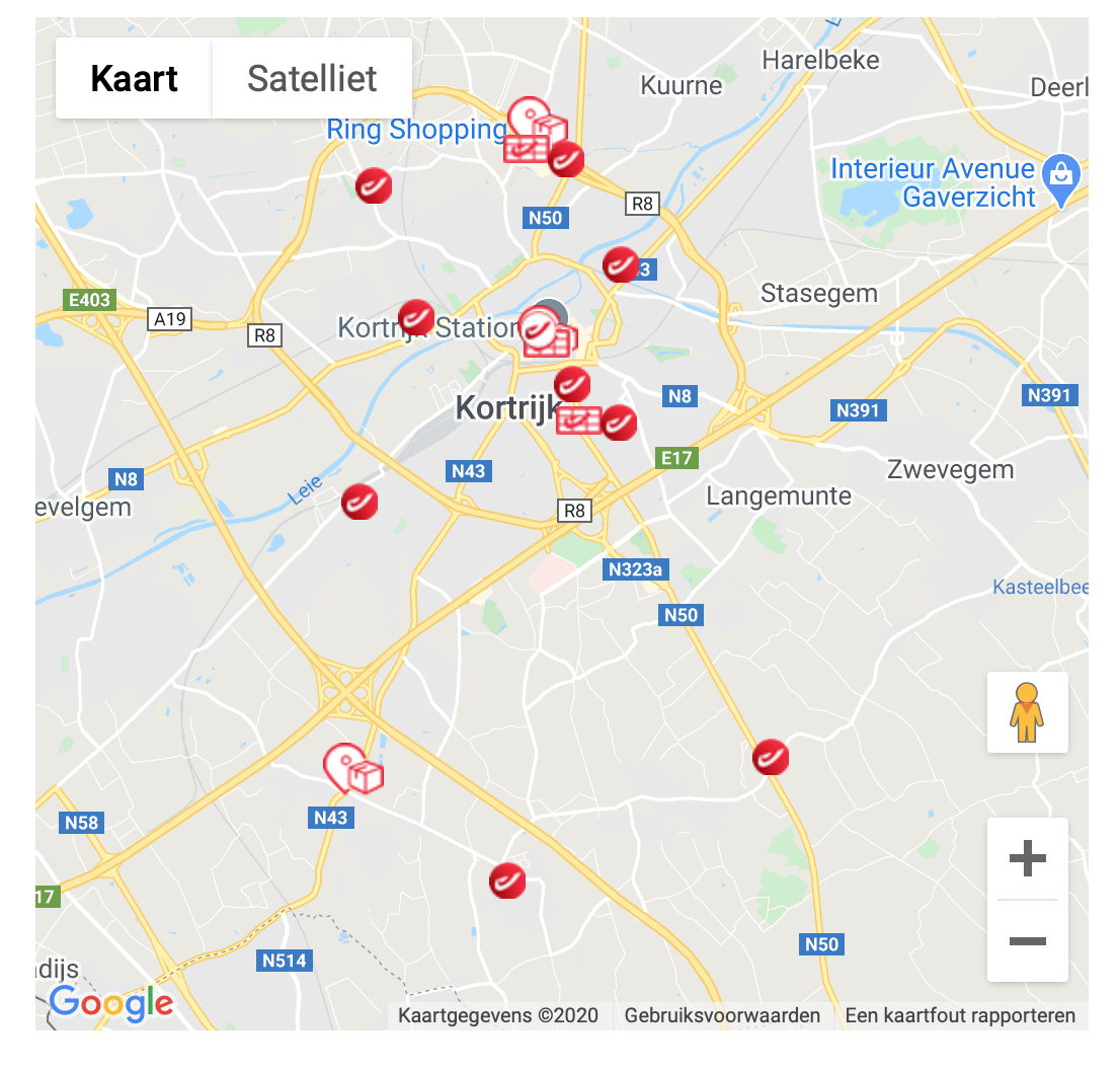 Kortrijkse Bpost kantoren en postpunten